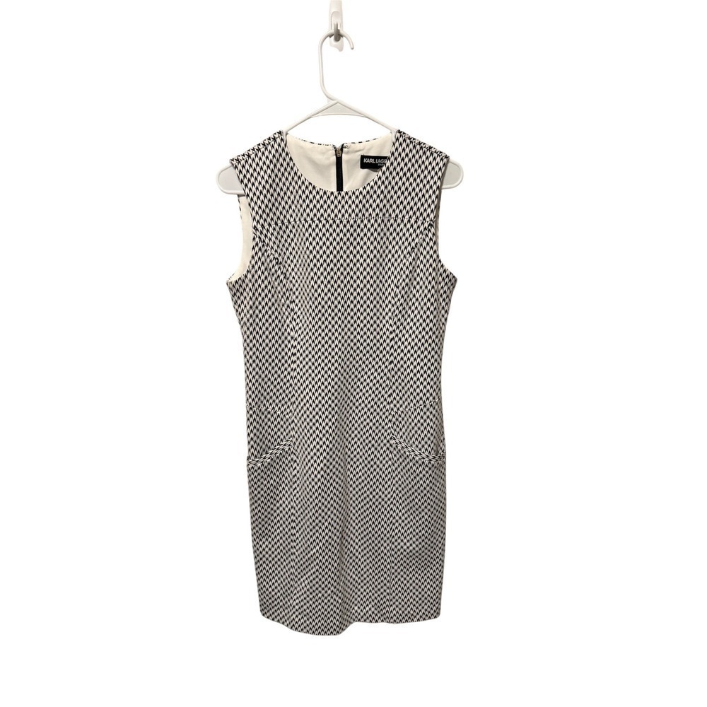 Karl Lagerfeld Paris Houndstooth Sleeveless Sheath Dress Career